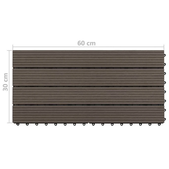 Carreaux De Terrasse 6 Pcs WPC 60x30 Cm 1,08 M² Marron Foncé – Image 6