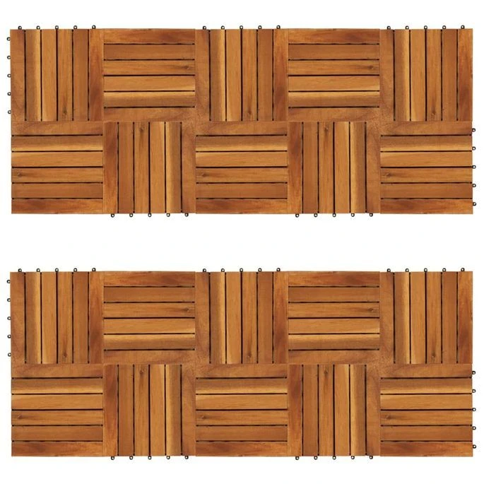 Carreaux De Terrasse Modèle Vertical 30 X 30 Cm Acacia 20 Pcs