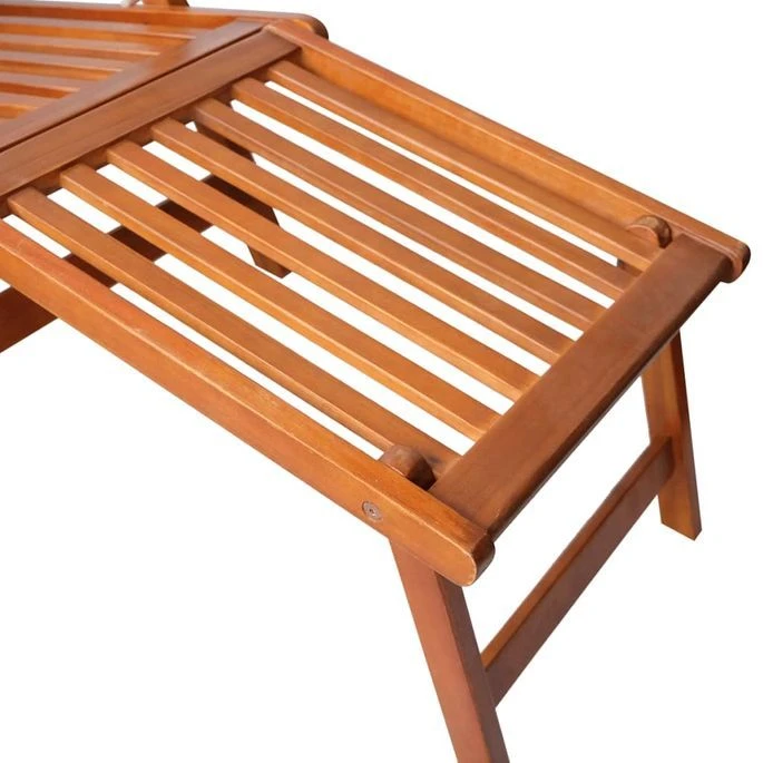 Chaise De Terrasse Avec Repose-pied Et Coussin Acacia Solide – Image 5