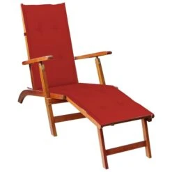 Chaise De Terrasse Avec Repose-pied Et Coussin Acacia Solide 5
