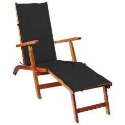 Chaise De Terrasse Avec Repose-pied Et Coussin Acacia Solide 6