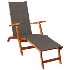 Chaise De Terrasse Avec Repose-pied Et Coussin Acacia Solide 7