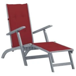 Chaise De Terrasse Avec Repose-pied Et Coussin Acacia Solide 23