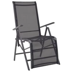 Chaise Inclinable De Terrasse Aluminium Et Textilène Noir
