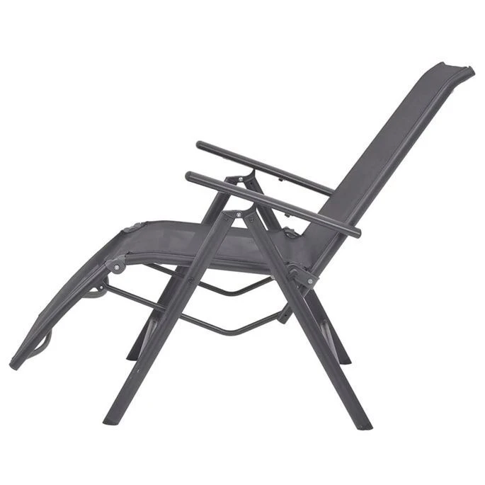Chaise Inclinable De Terrasse Aluminium Et Textilène Noir – Image 5