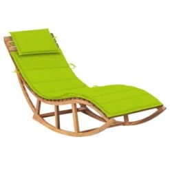 Chaise Longue à Bascule Avec Coussin Bois De Teck Solide 10