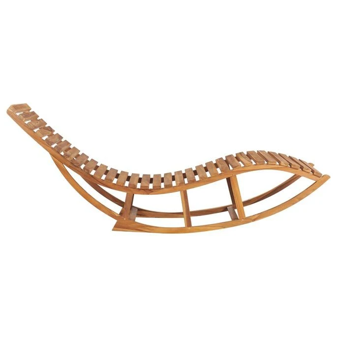 Chaise Longue à Bascule Avec Coussin Bois De Teck Solide 8 – Image 7