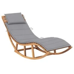 Chaise Longue à Bascule Avec Coussin Bois De Teck Solide 13