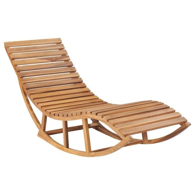 Chaise Longue à Bascule Avec Coussin Bois De Teck Solide 13 – Image 2