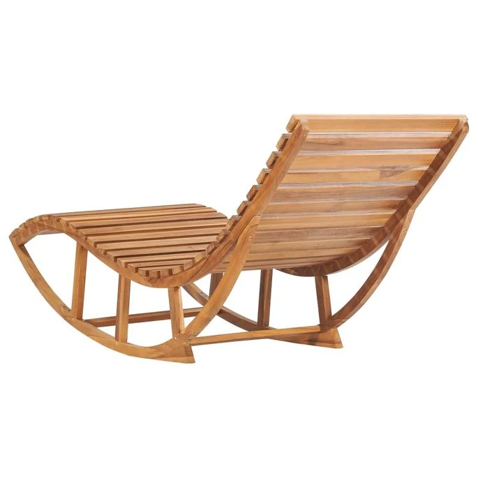 Chaise Longue à Bascule Avec Coussin Bois De Teck Solide 13 – Image 5