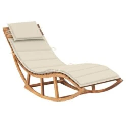 Chaise Longue à Bascule Avec Coussin Bois De Teck Solide 14