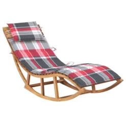 Chaise Longue à Bascule Avec Coussin Bois De Teck Solide 12