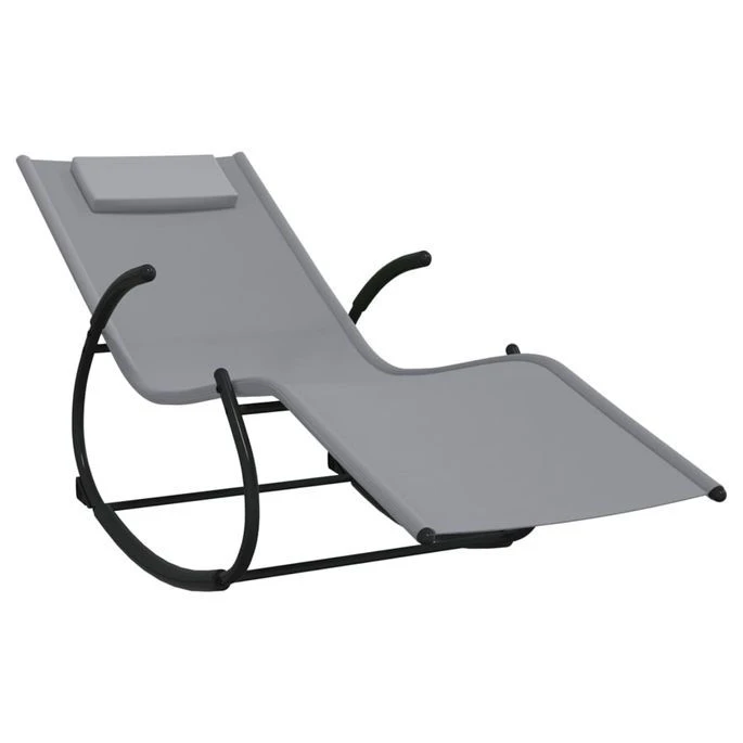 Chaise Longue à Bascule Gris Acier Et Textilène – Image 2