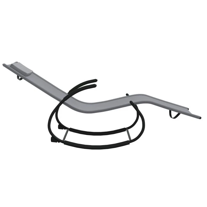 Chaise Longue à Bascule Gris Acier Et Textilène – Image 5