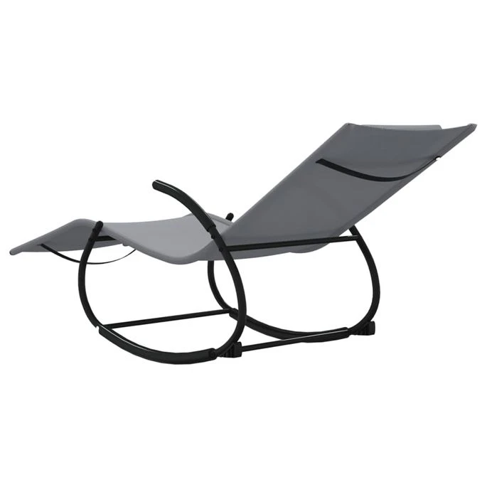 Chaise Longue à Bascule Gris Acier Et Textilène – Image 6