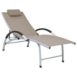 Chaise Longue Aluminium Textilène Taupe