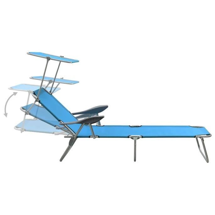 Chaise Longue Avec Auvent Acier Bleu – Image 4