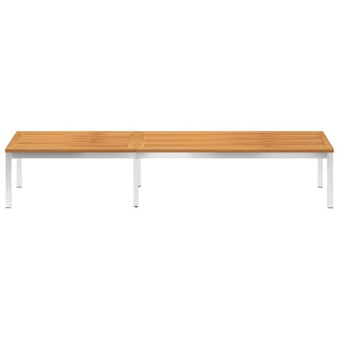 Chaise Longue Avec Coussin Bois D'acacia Et Acier Inoxydable – Image 5