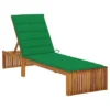 Chaise Longue Avec Coussin Bois D'acacia Solide 7