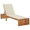 Chaise Longue Avec Coussin Bois D'acacia Solide 4