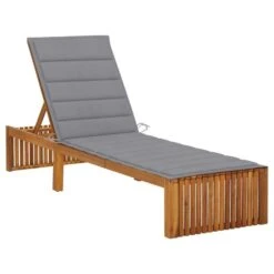 Chaise Longue Avec Coussin Bois D'acacia Solide 3