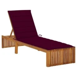 Chaise Longue Avec Coussin Bois D'acacia Solide 15