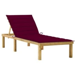 Chaise Longue Avec Coussin Bordeaux Bois De Pin Imprégné 4