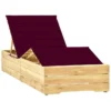 Chaise Longue Avec Coussin Bordeaux Bois De Pin Imprégné 3