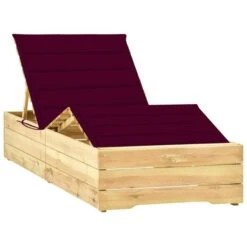 Chaise Longue Avec Coussin Bordeaux Bois De Pin Imprégné 3