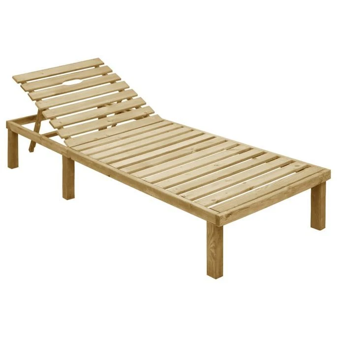 Chaise Longue Avec Coussin Crème Bois De Pin Imprégné 4 – Image 2