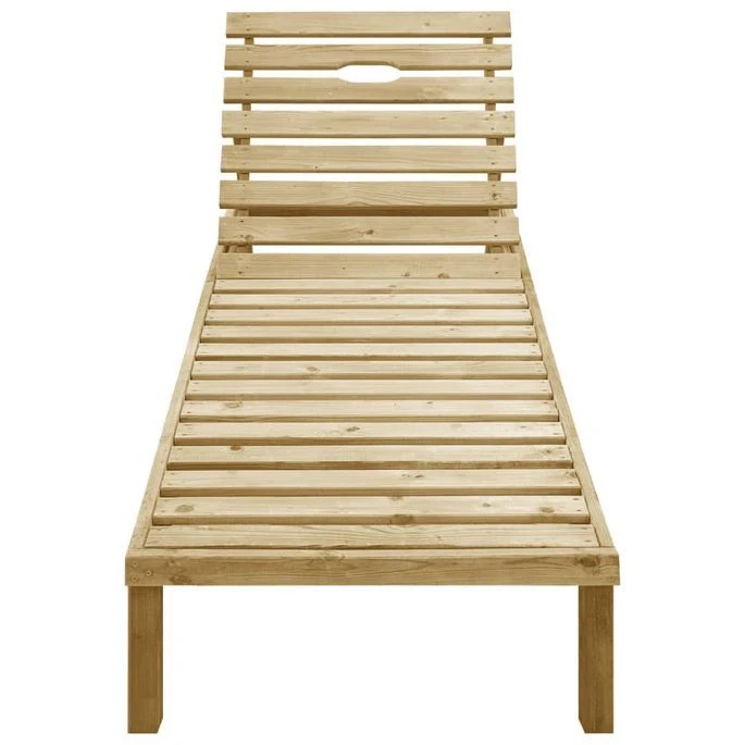 Chaise Longue Avec Coussin Crème Bois De Pin Imprégné 4 – Image 3