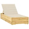 Chaise Longue Avec Coussin Crème Bois De Pin Imprégné