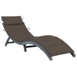 Chaise Longue Avec Coussin Gris Bois D'acacia Solide 3