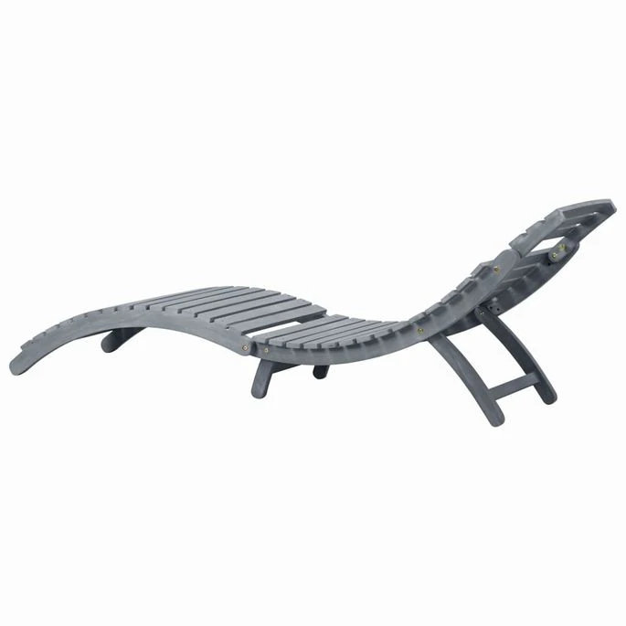 Chaise Longue Avec Coussin Gris Bois D'acacia Solide 3 – Image 5