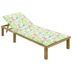 Chaise Longue Avec Coussin Motif Feuilles Bois De Pin Imprégné 4