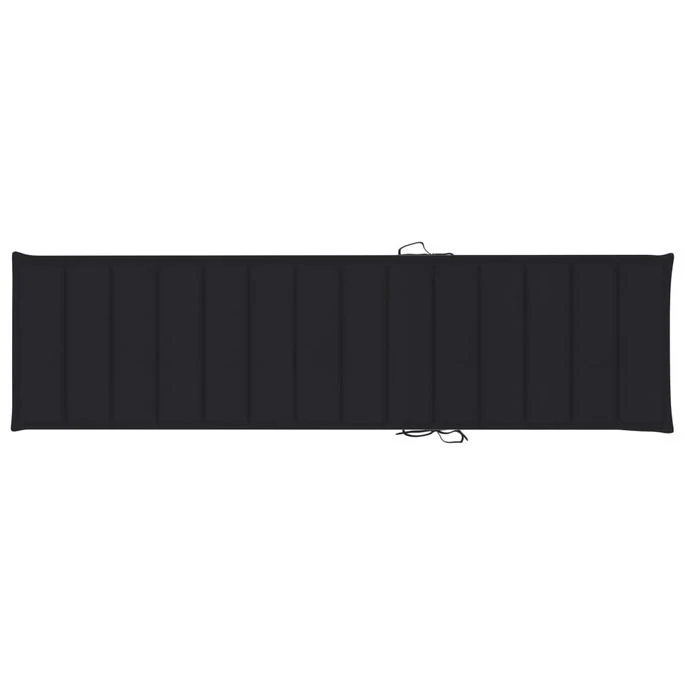 Chaise Longue Avec Coussin Noir Bois De Teck Solide – Image 12