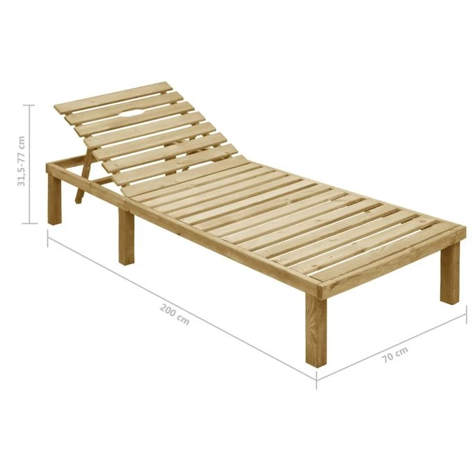 Chaise Longue Avec Coussin Vert Bois De Pin Imprégné 2 – Image 7