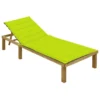 Chaise Longue Avec Coussin Vert Vif Bois De Pin Imprégné 2