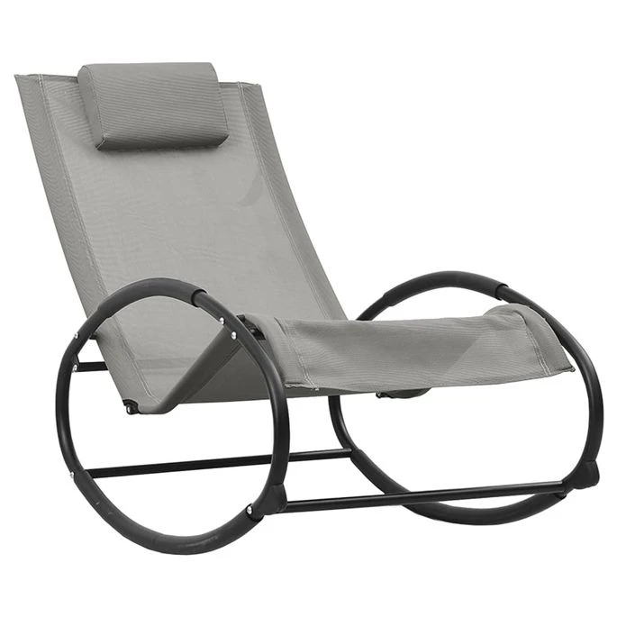Chaise Longue Avec Oreiller Acier Et Textilène Gris