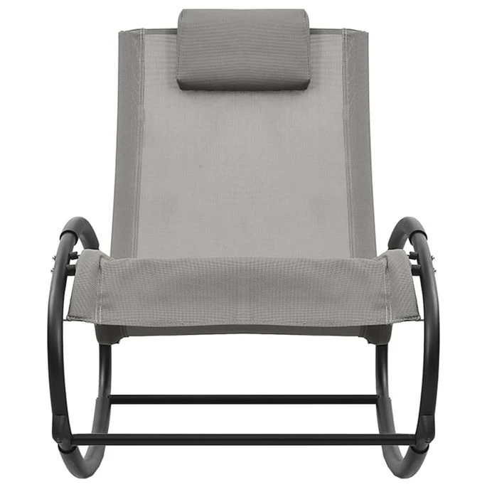 Chaise Longue Avec Oreiller Acier Et Textilène Gris – Image 2