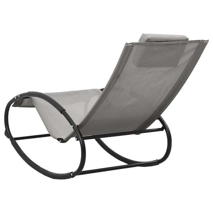 Chaise Longue Avec Oreiller Acier Et Textilène Gris – Image 4