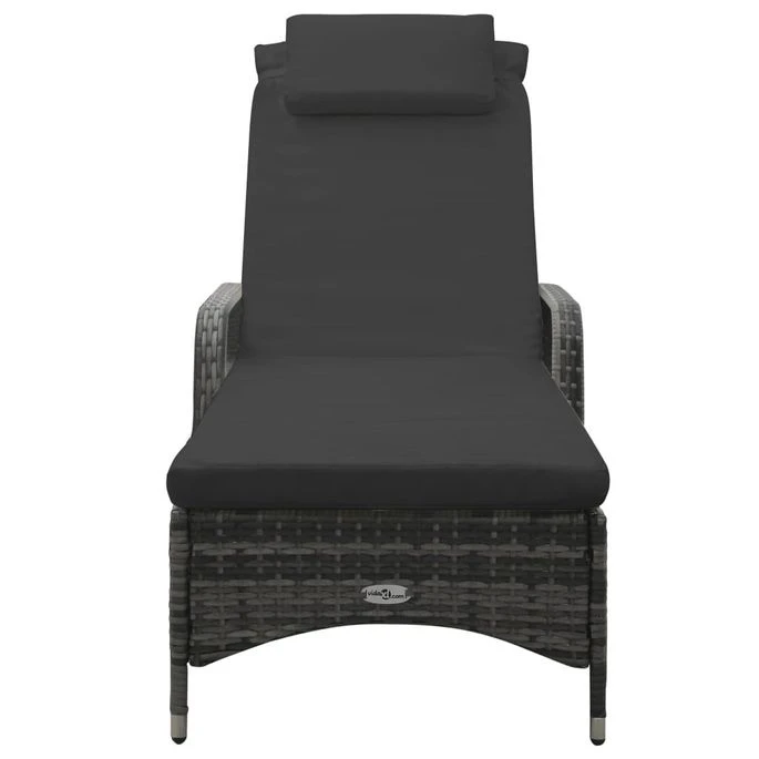 Chaise Longue Avec Roues Résine Tressée Anthracite – Image 3