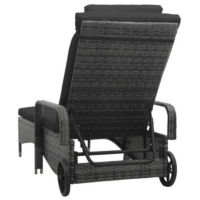 Chaise Longue Avec Roues Résine Tressée Anthracite – Image 4