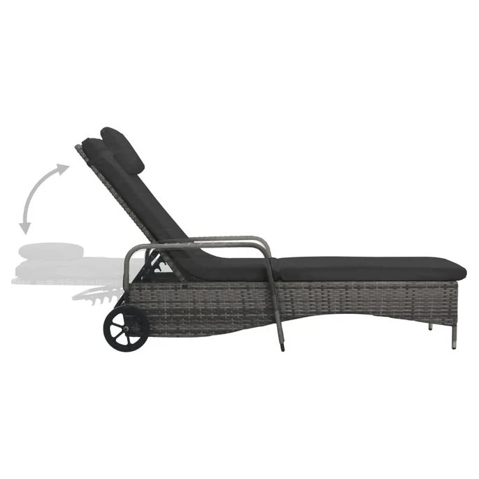 Chaise Longue Avec Roues Résine Tressée Anthracite – Image 5