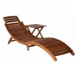Chaise Longue Avec Table Acacia Massif Foncé Tulak