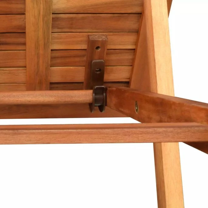 Chaise Longue Avec Table Bois D'acacia Solide – Image 7