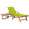 Chaise Longue Avec Table Et Coussin Bois De Teck Solide 12