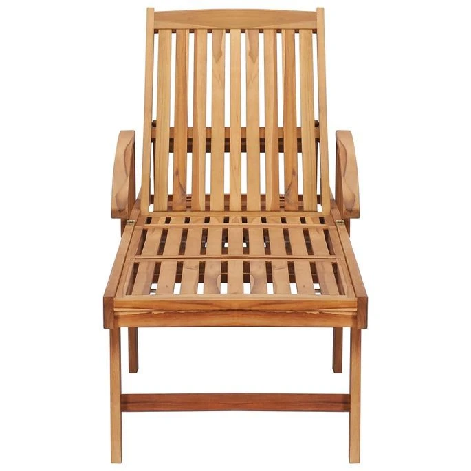 Chaise Longue Avec Table Et Coussin Bois De Teck Solide 6 – Image 5