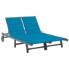Chaise Longue De Jardin 2 Places Avec Coussin Gris Acacia 9
