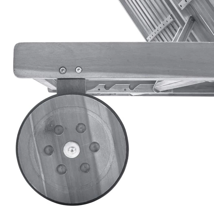 Chaise Longue De Jardin 2 Places Avec Coussin Gris Acacia 5 – Image 4